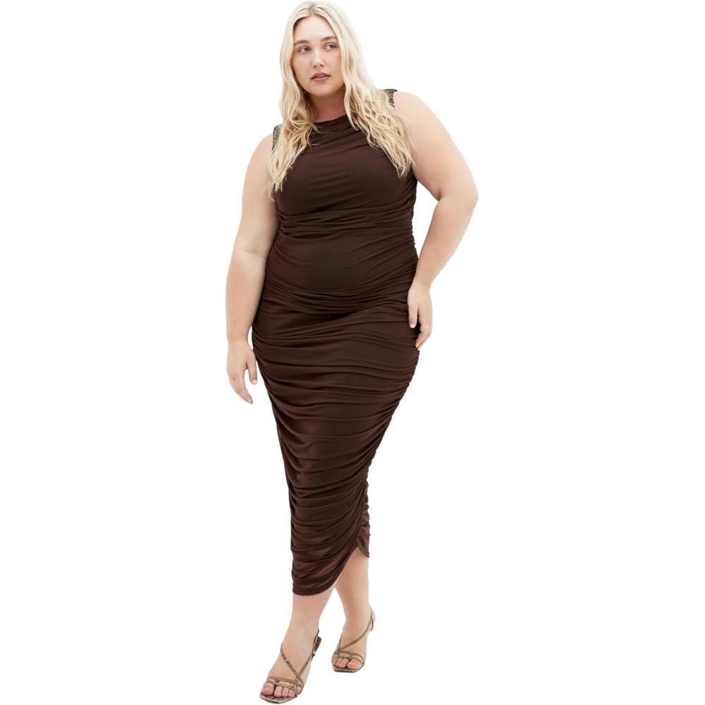 image:imageCity Chic Womens Plus Size Dress Halo Ruched MidiCocoa