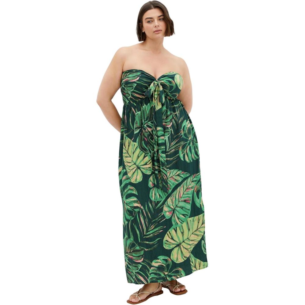 image:imageCity Chic Womens Plus Size Dress Peta Palm MaxiNight Palm