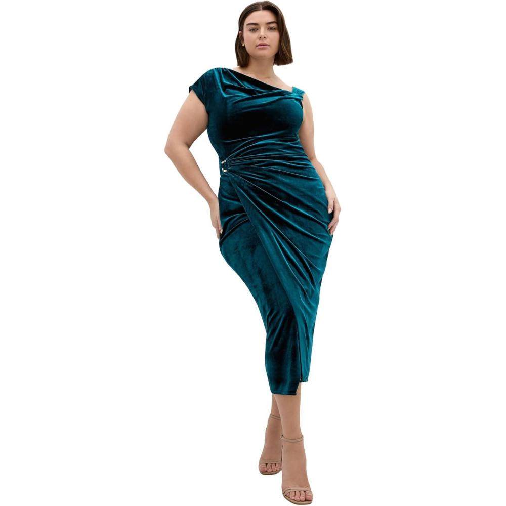image:imageCity Chic Womens Plus Size Dress  Vivi Velour MidiAzure
