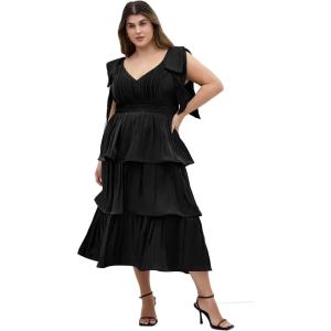 City Chic Women’s Plus Size Cocktail Dress – Betty Bow Midi(Black)