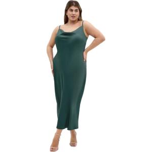 City Chic Women’s Plus Size Cocktail Dress – Satin Slip(Forest)