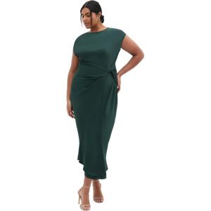 City Chic Women’s Plus Size Dress – Beatrix Knot Satin(Forest)