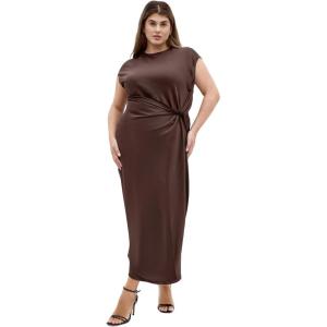 City Chic Women’s Plus Size Dress – Beatrix Knot Satin(Truffle)