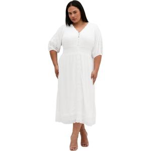 City Chic Women’s Plus Size Dress – Belle V Neck Midi(Ivory)