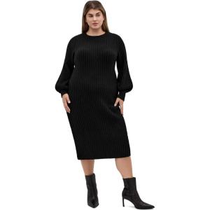City Chic Women’s Plus Size Dress – Sarah Long Sleeve Rib(Black)