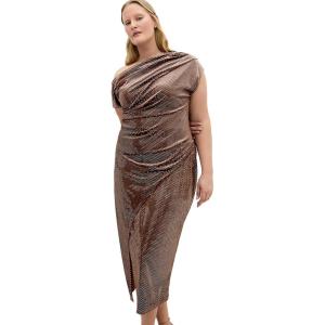 City Chic Women’s Plus Size Dress – Shimmy Midi(Bronze)