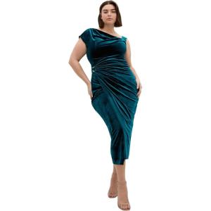 City Chic Women’s Plus Size Dress – Vivi Velour Midi(Azure)