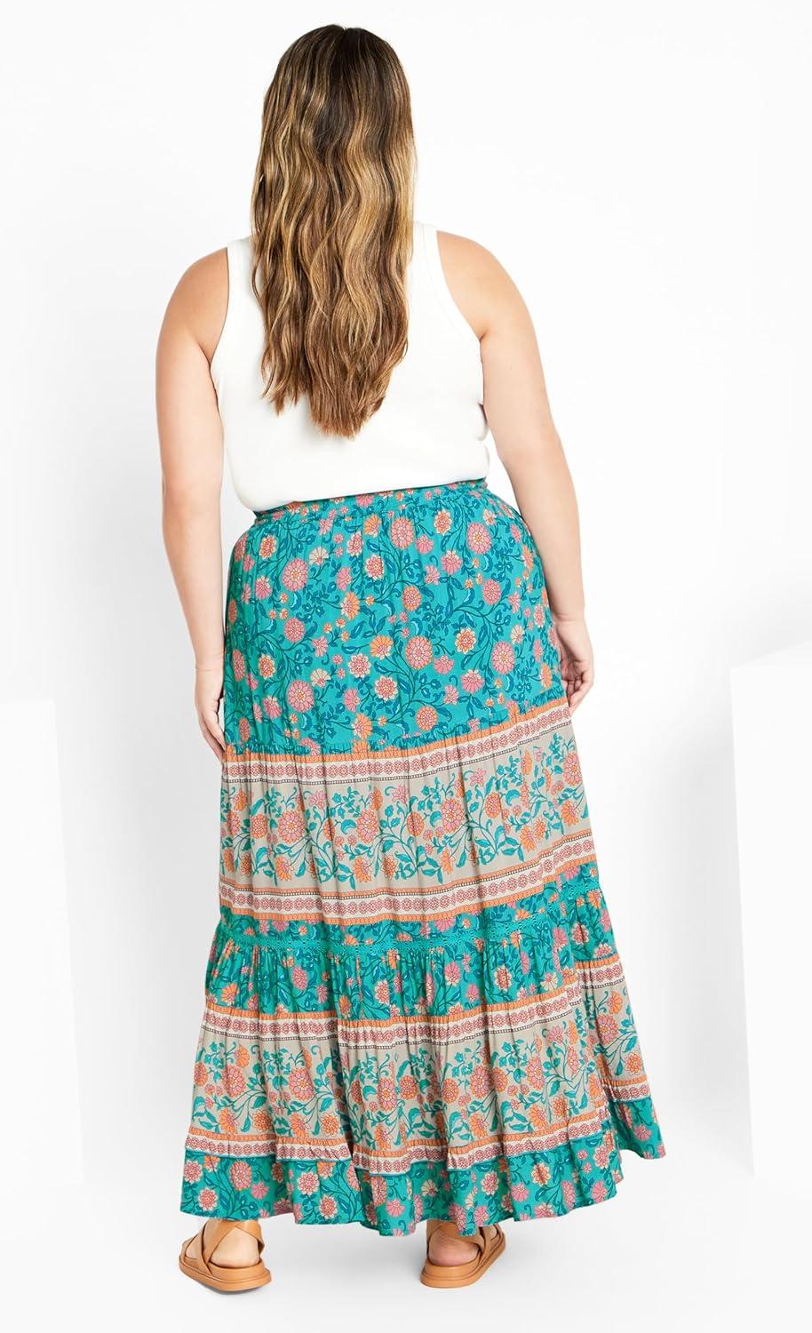 image:imageCity Chic Womens Apparel Plus Size CITYCHIC Skirt Aurora PRT Turquoise