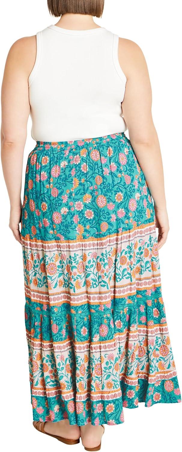 image:imageCity Chic Womens Apparel Plus Size CITYCHIC Skirt Aurora PRT Turquoise