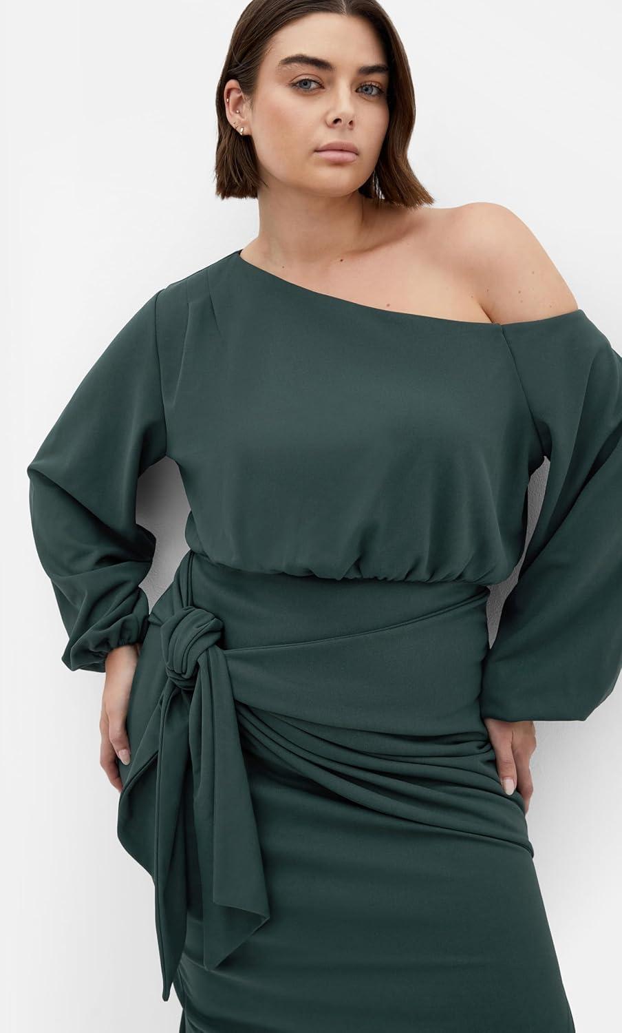image:imageCity Chic Womens Plus Size Cocktail Dress Alysia Tie Front MidiForest