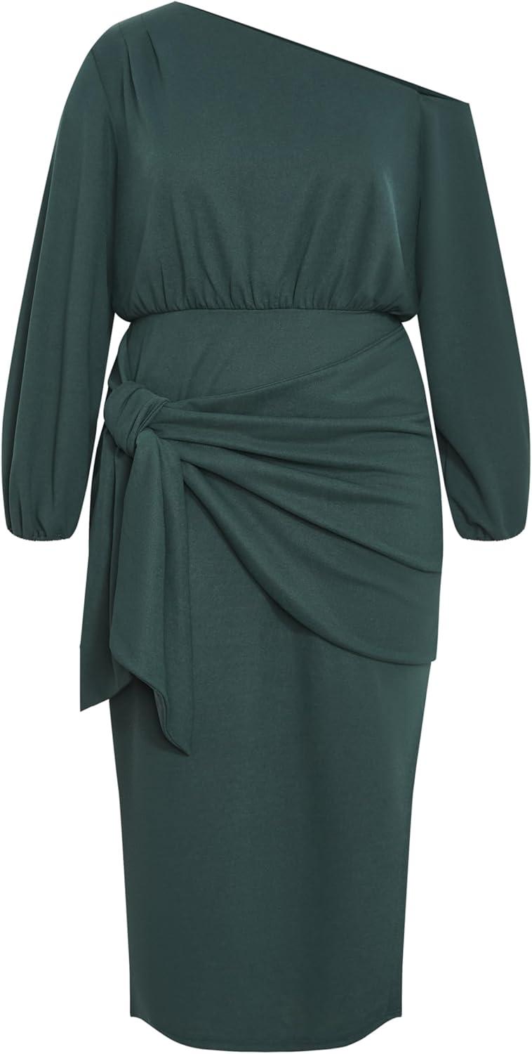 image:imageCity Chic Womens Plus Size Cocktail Dress Alysia Tie Front MidiForest