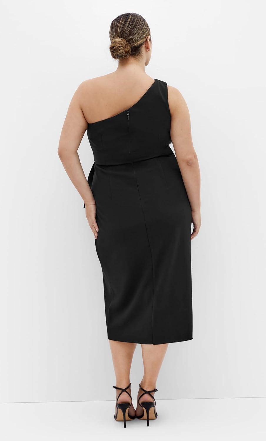 image:imageCity Chic Womens Plus Size Cocktail Dress Priyanka One ShoulderBlack