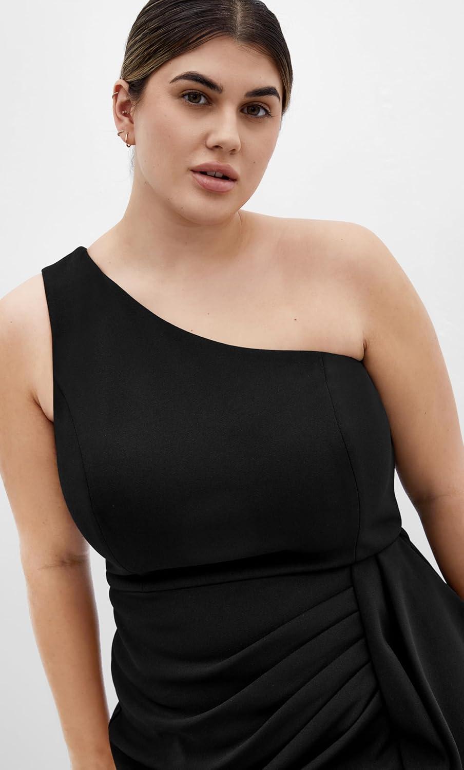 image:imageCity Chic Womens Plus Size Cocktail Dress Priyanka One ShoulderBlack