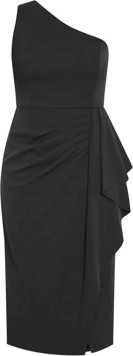 image:imageCity Chic Womens Plus Size Cocktail Dress Priyanka One ShoulderBlack