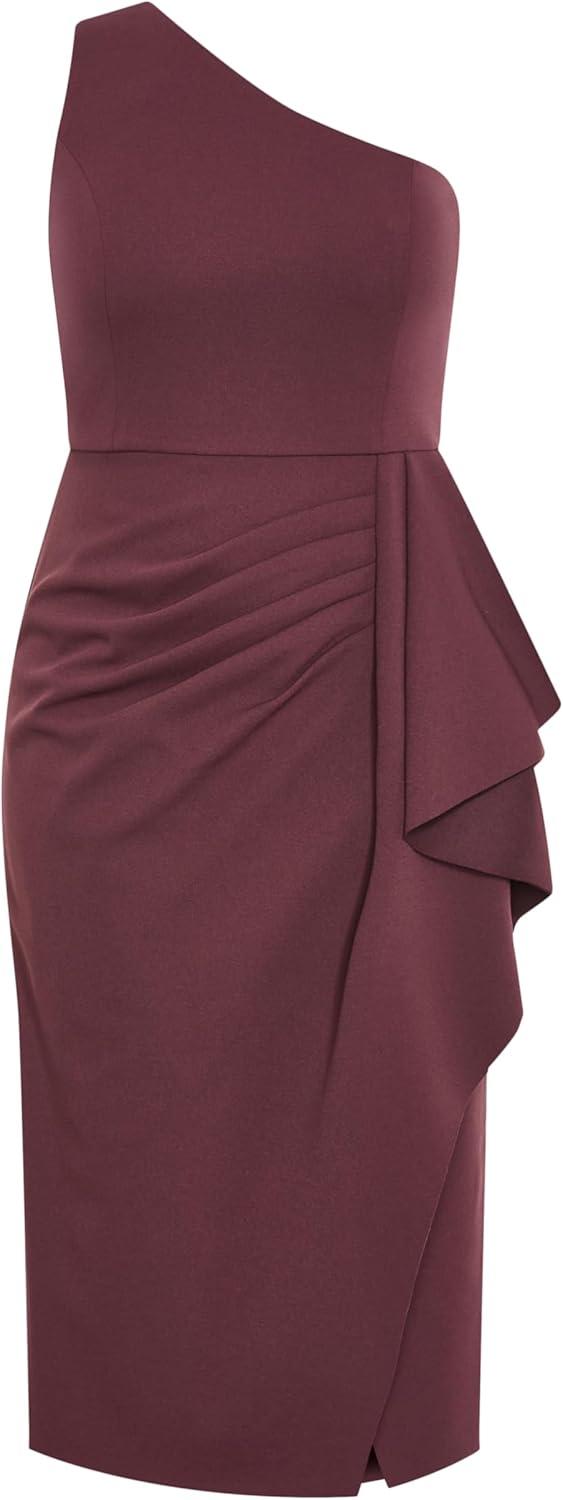 image:imageCity Chic Womens Plus Size Cocktail Dress Priyanka One ShoulderChocolate Cherry