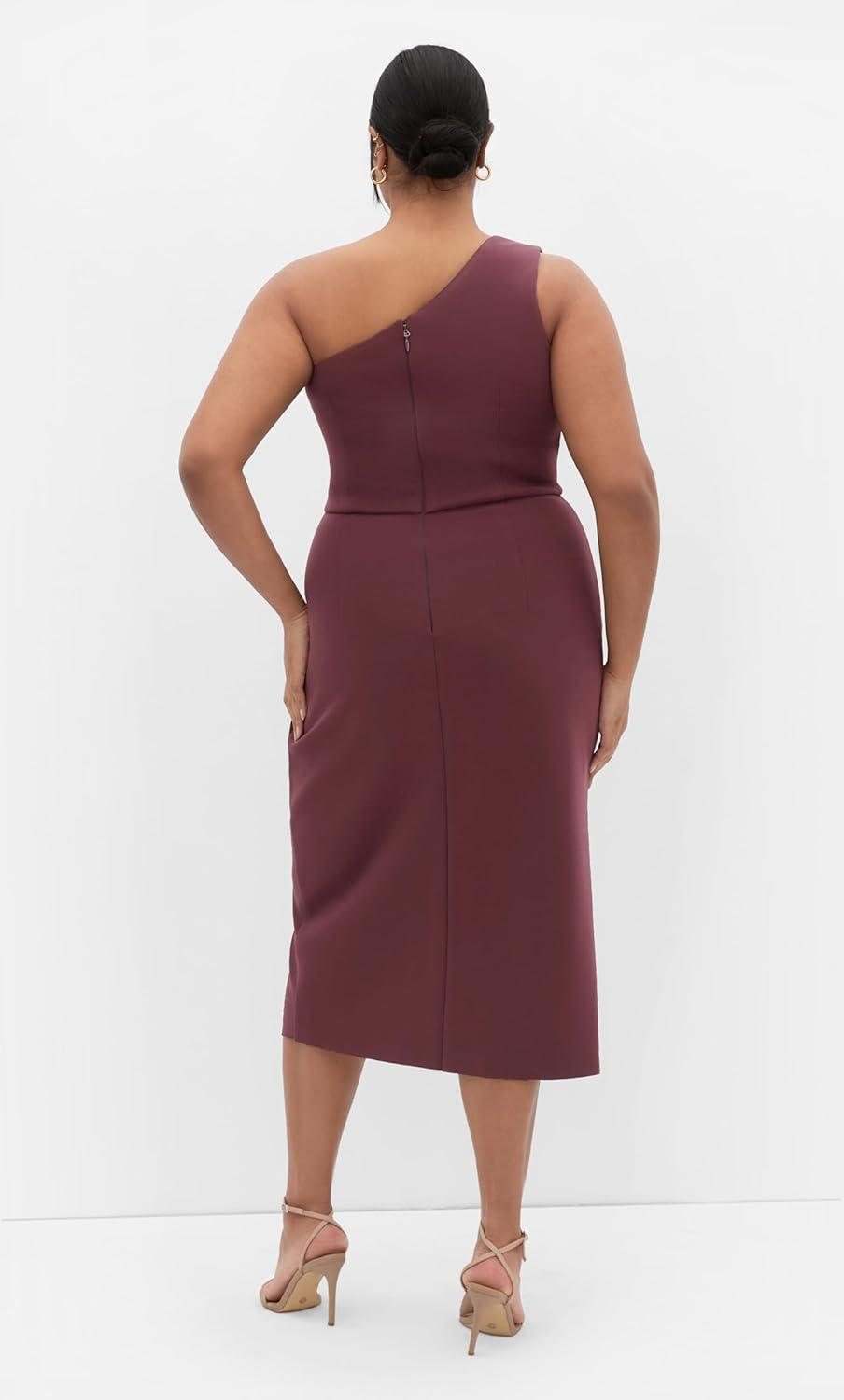 image:imageCity Chic Womens Plus Size Cocktail Dress Priyanka One ShoulderChocolate Cherry