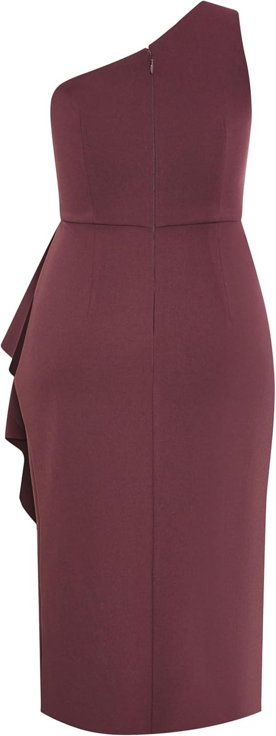 image:imageCity Chic Womens Plus Size Cocktail Dress Priyanka One ShoulderChocolate Cherry