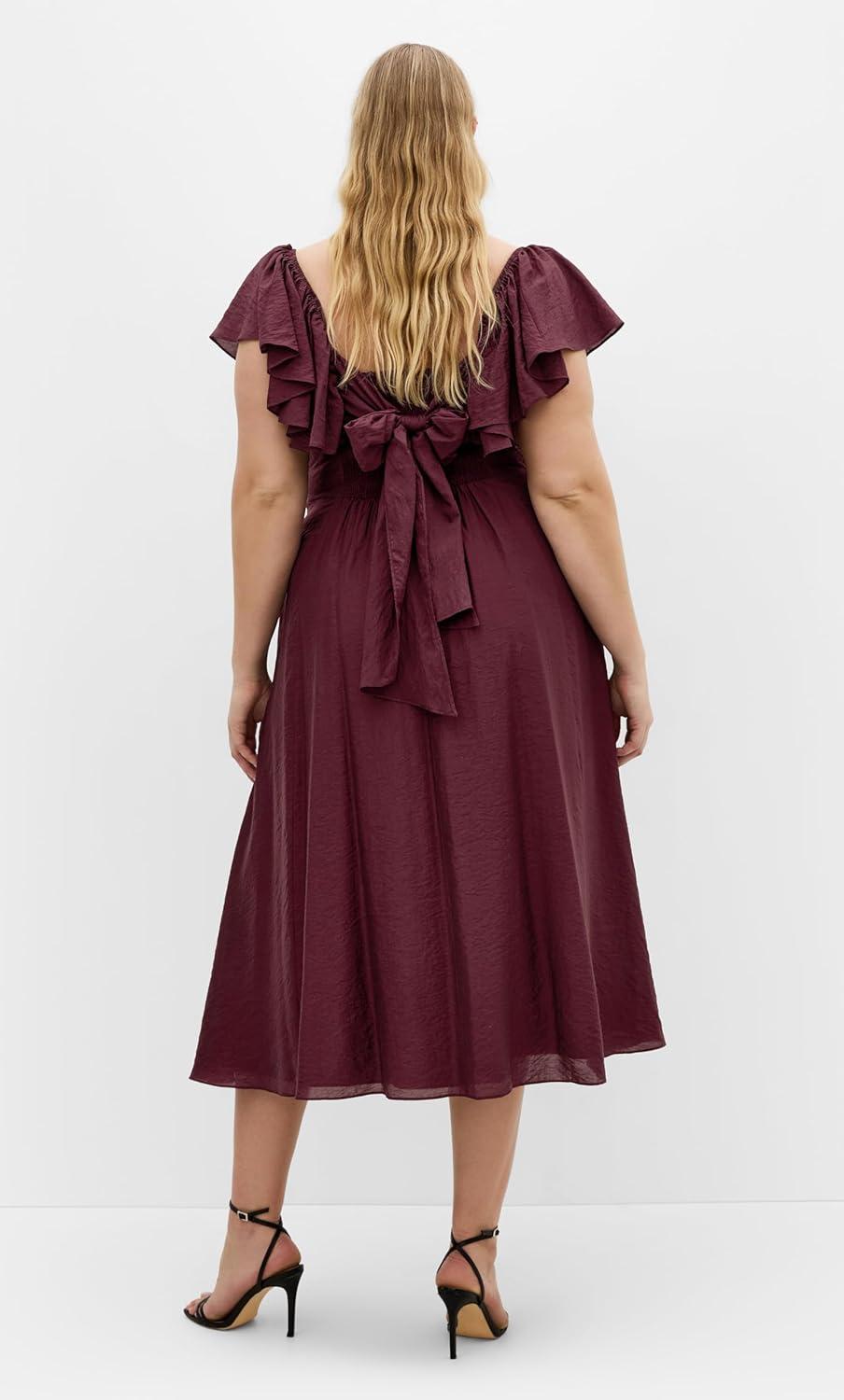 image:imageCity Chic Womens Plus Size Dress Alisia TieBack MidiDark Cherry