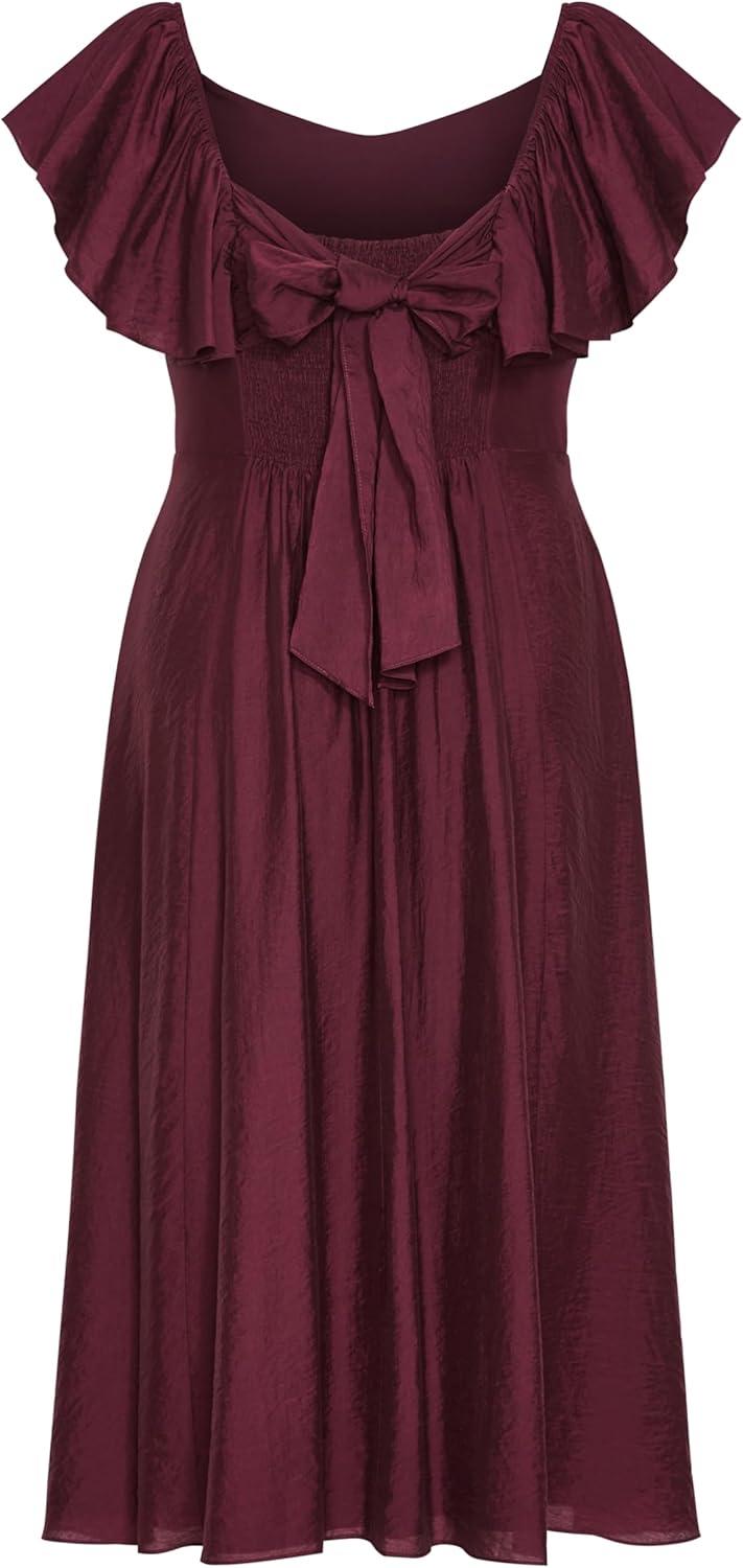 image:imageCity Chic Womens Plus Size Dress Alisia TieBack MidiDark Cherry