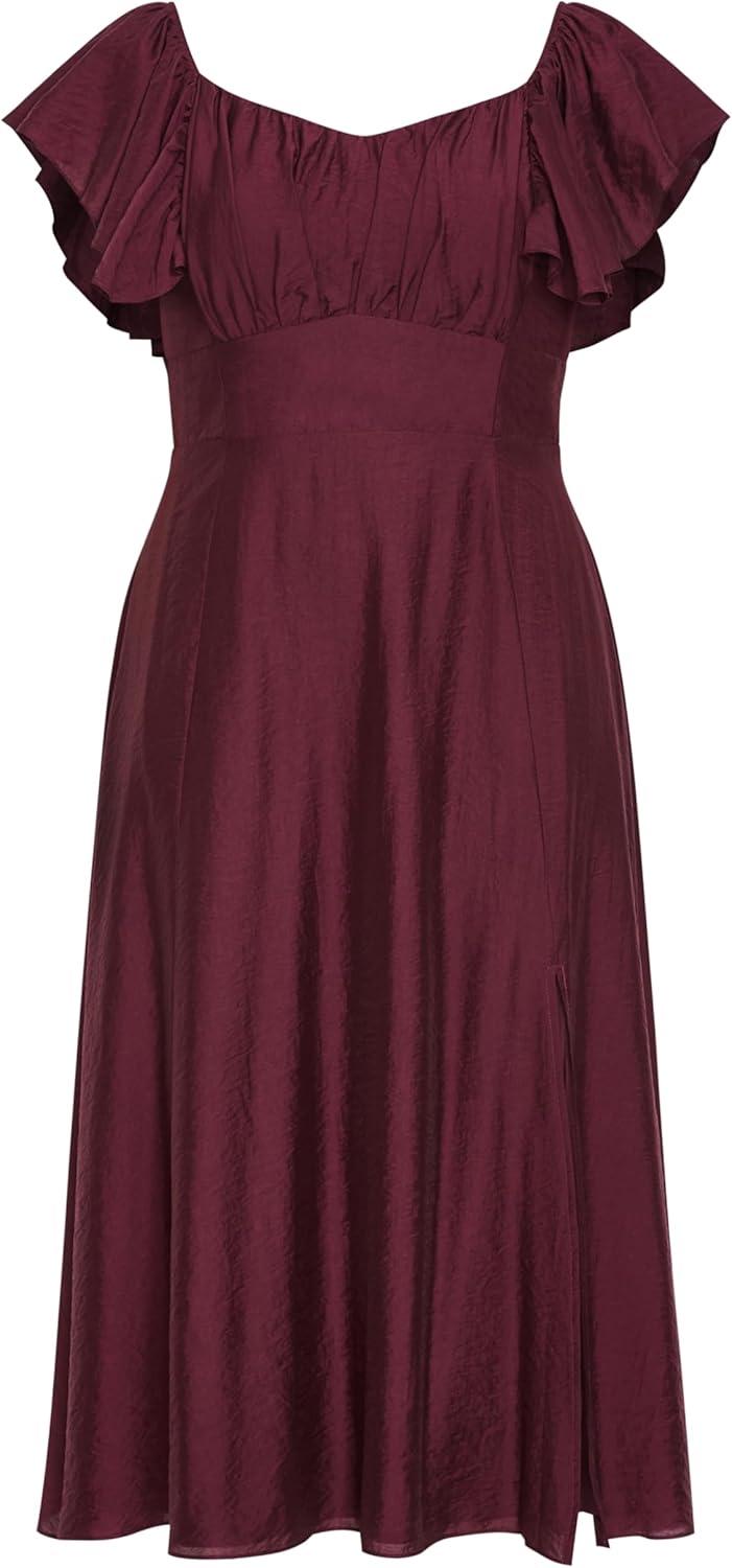 image:imageCity Chic Womens Plus Size Dress Alisia TieBack MidiDark Cherry