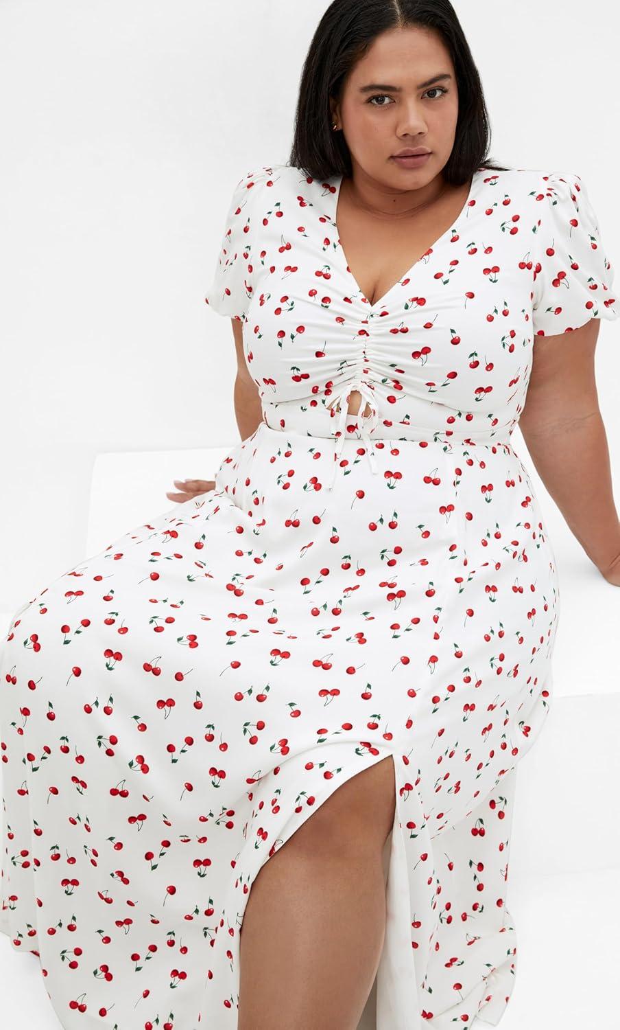 image:imageCity Chic Womens Plus Size Dress AliyaIvory Cherry