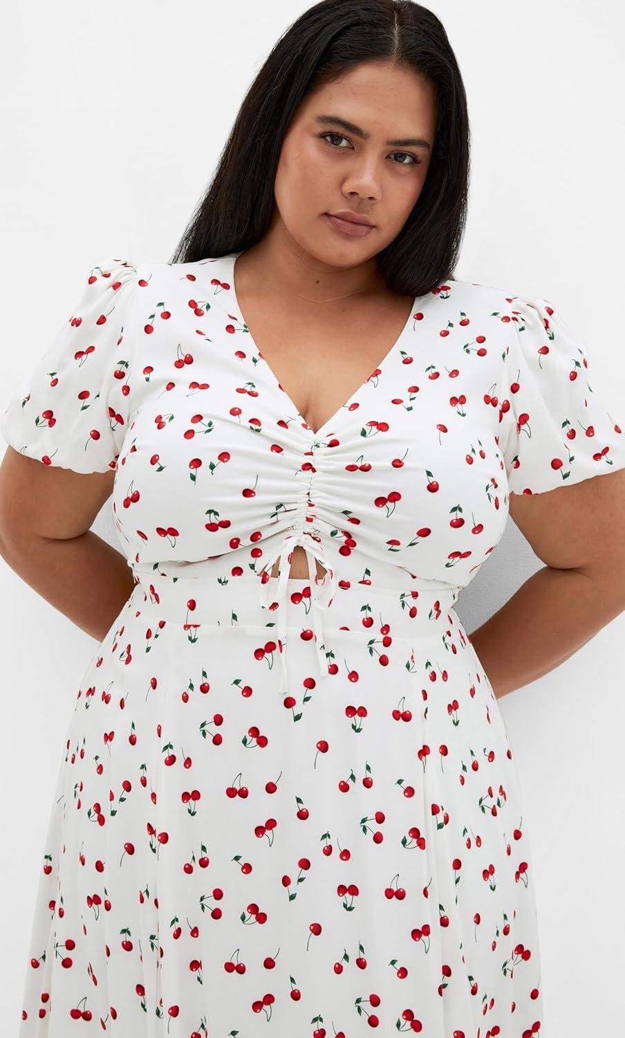 image:imageCity Chic Womens Plus Size Dress AliyaIvory Cherry