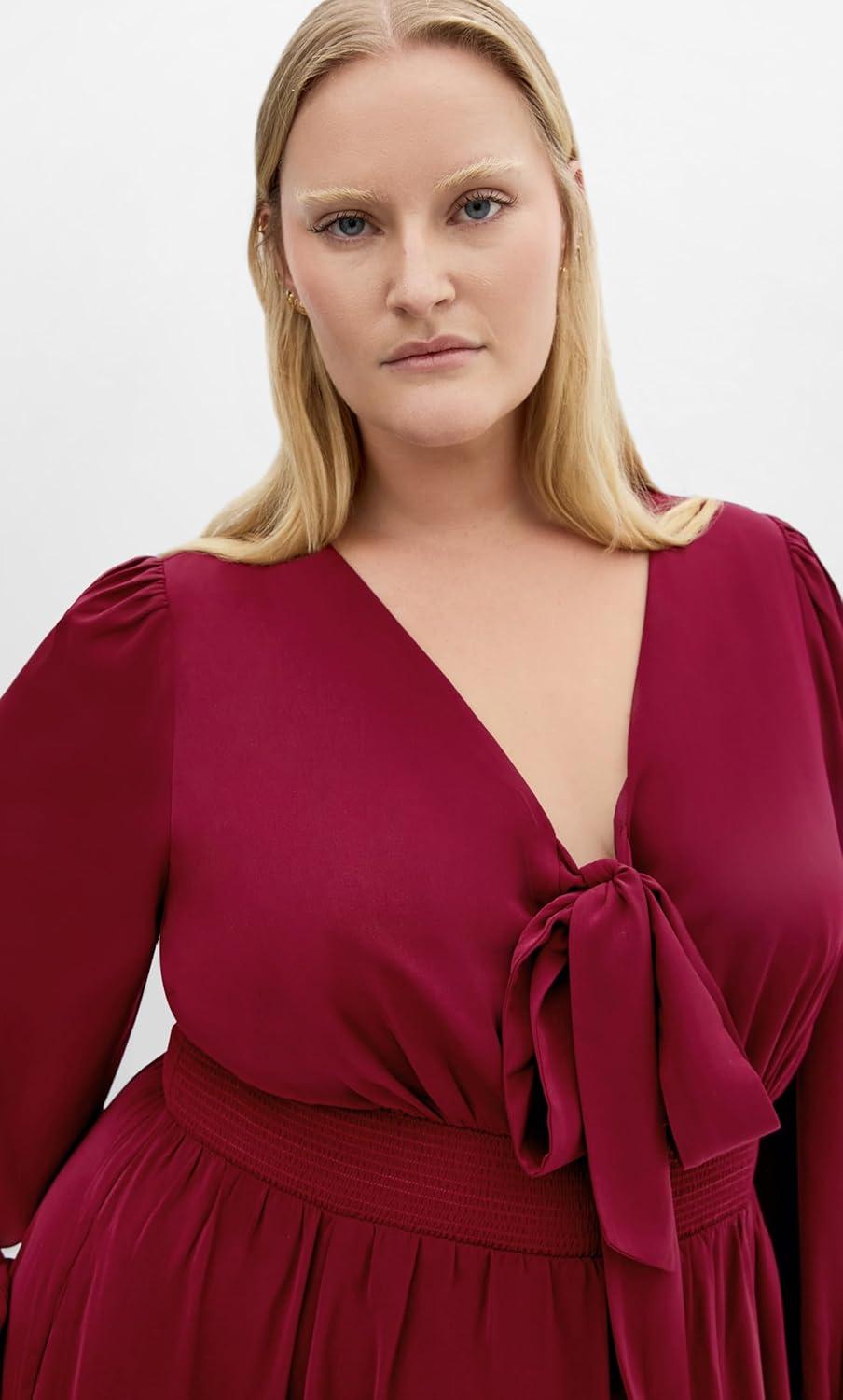 image:imageCity Chic Womens Plus Size Dress Ivanna V Neck MaxiDark Cherry