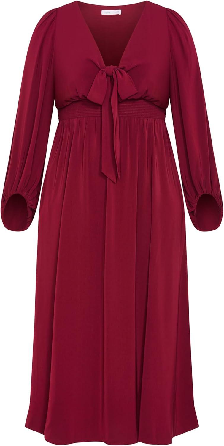 image:imageCity Chic Womens Plus Size Dress Ivanna V Neck MaxiDark Cherry
