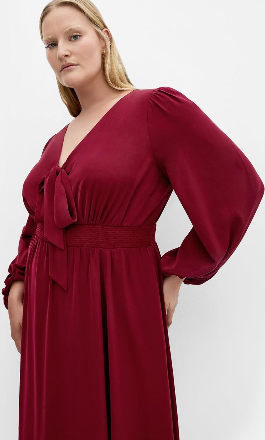 image:imageCity Chic Womens Plus Size Dress Ivanna V Neck MaxiDark Cherry