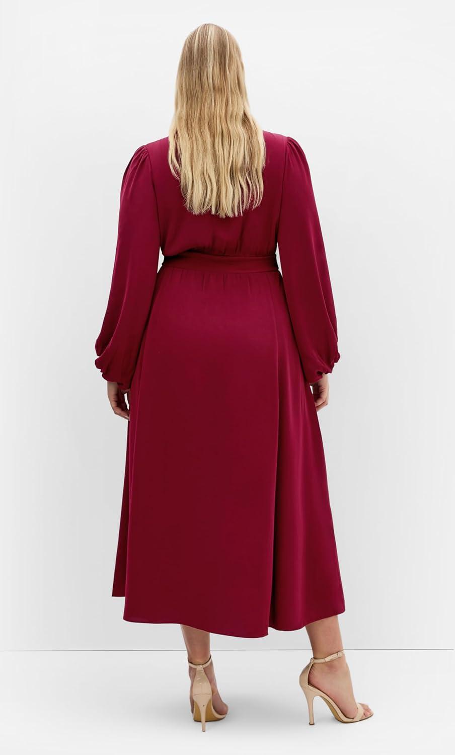 image:imageCity Chic Womens Plus Size Dress Ivanna V Neck MaxiDark Cherry