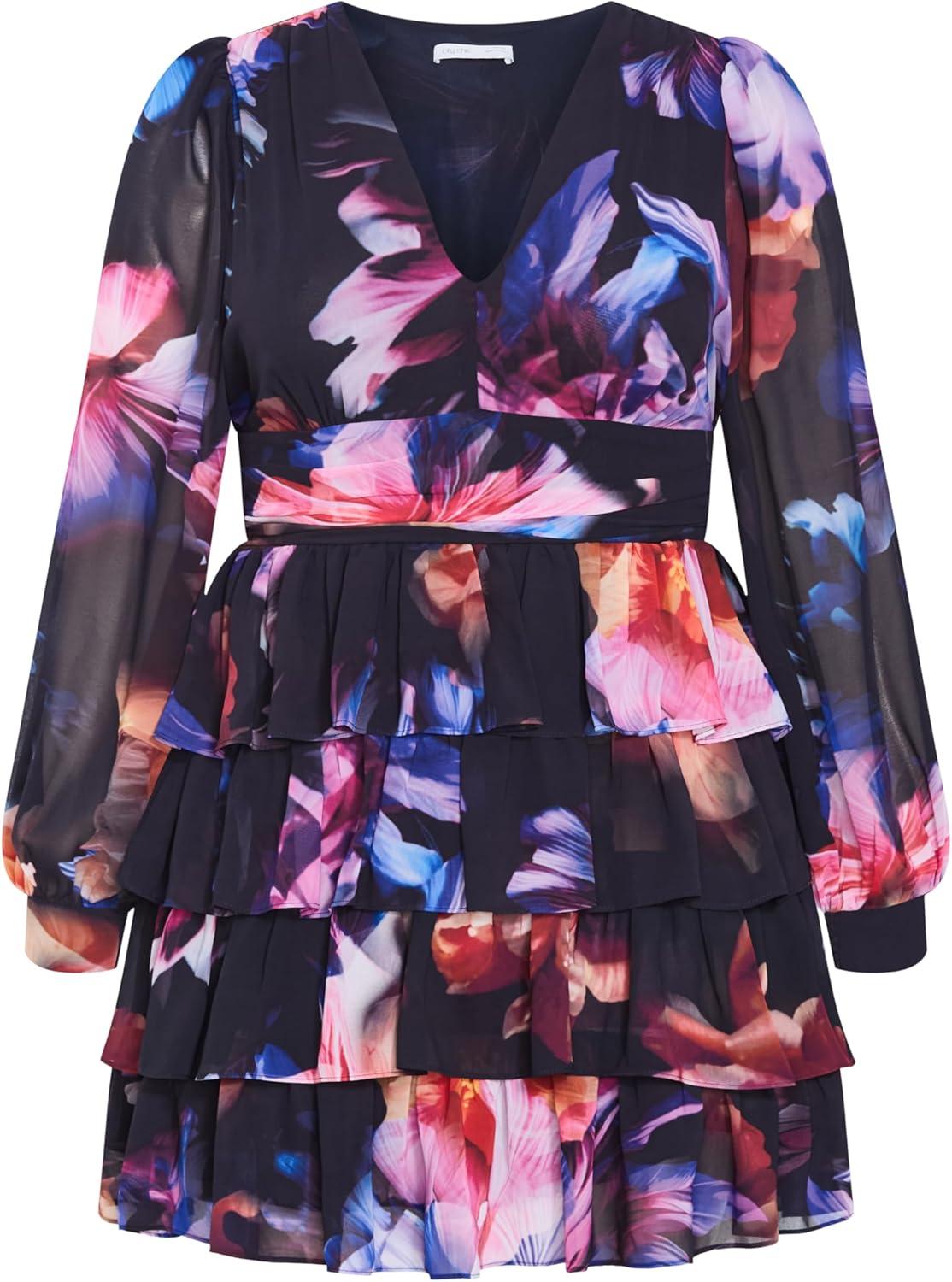 image:imageCity Chic Womens Plus Size Dress Kailey Print MiniVivid Floral