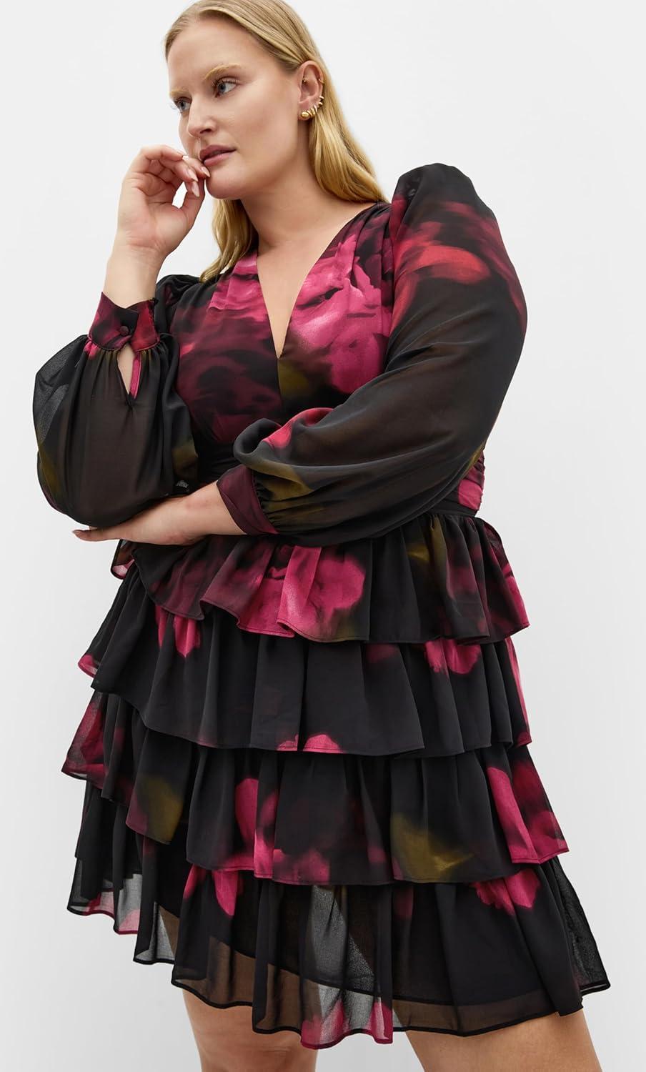 image:imageCity Chic Womens Plus Size Dress Kailey Print MiniVivid Garden