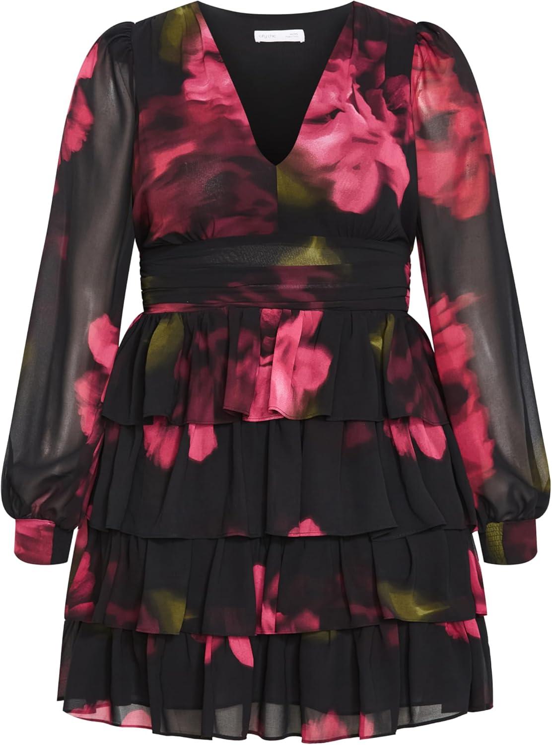 image:imageCity Chic Womens Plus Size Dress Kailey Print MiniVivid Garden