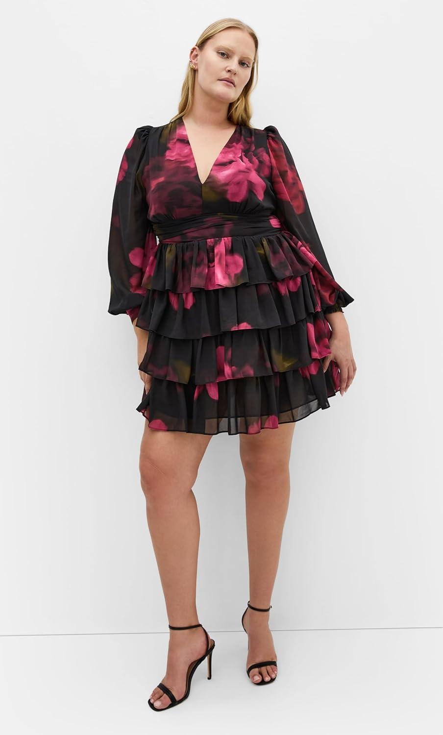 image:imageCity Chic Womens Plus Size Dress Kailey Print MiniVivid Garden