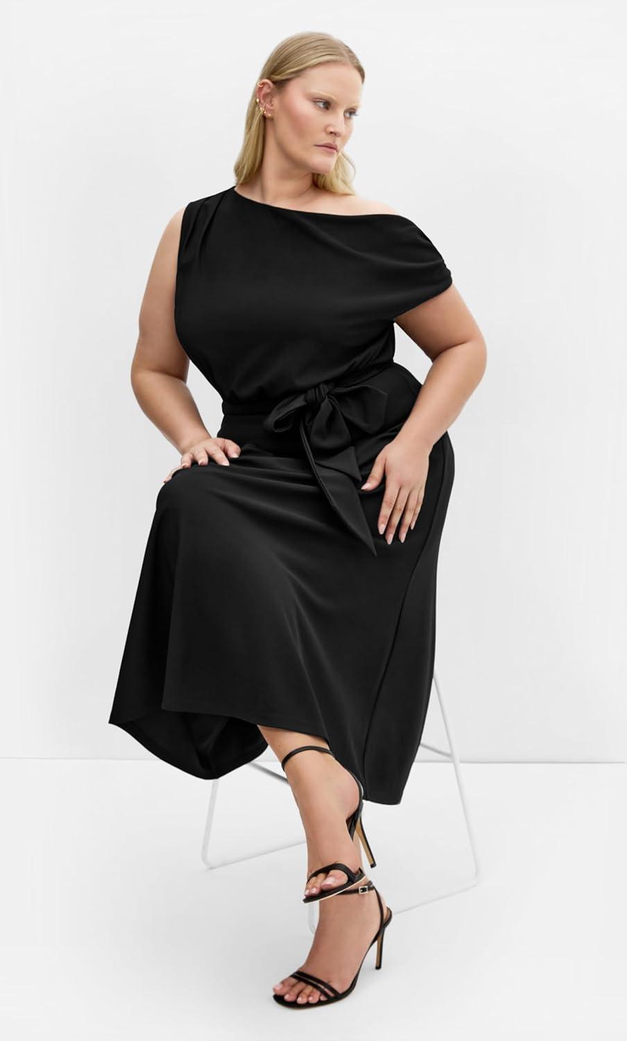 image:imageCity Chic Womens Plus Size Dress Kate Off Shoulder MidiBlack