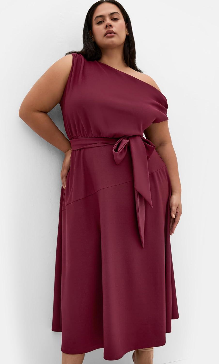 image:imageCity Chic Womens Plus Size Dress Kate Off Shoulder MidiDark Cherry