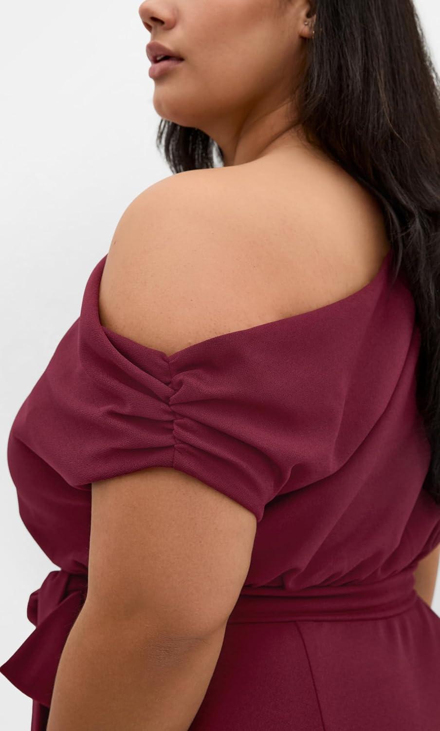 image:imageCity Chic Womens Plus Size Dress Kate Off Shoulder MidiDark Cherry
