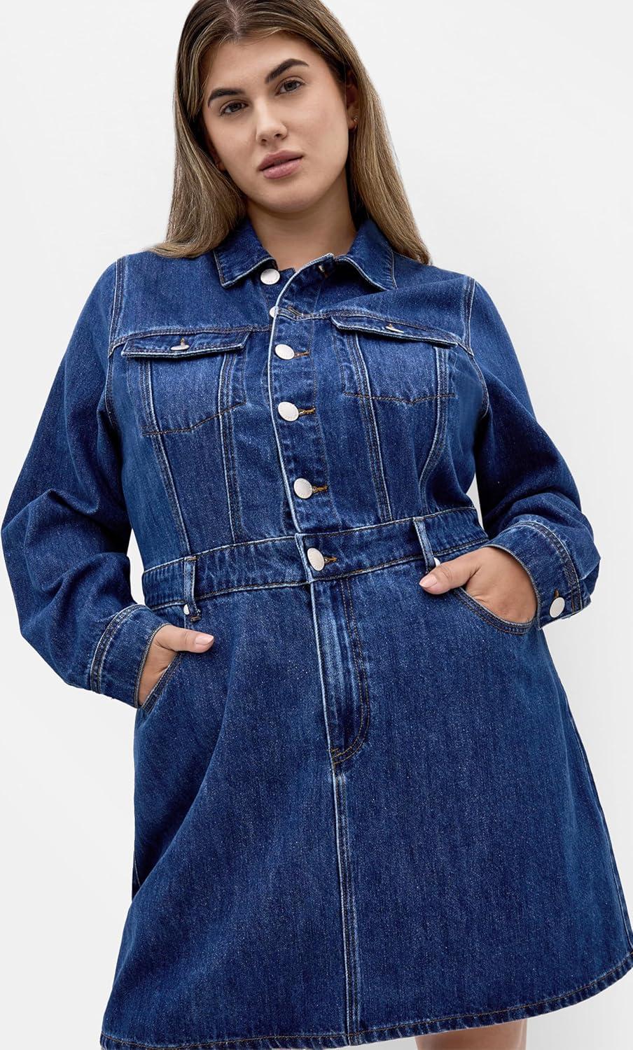 image:imageCity Chic Womens Plus Size Dress Liora Denim MiniDark Denim