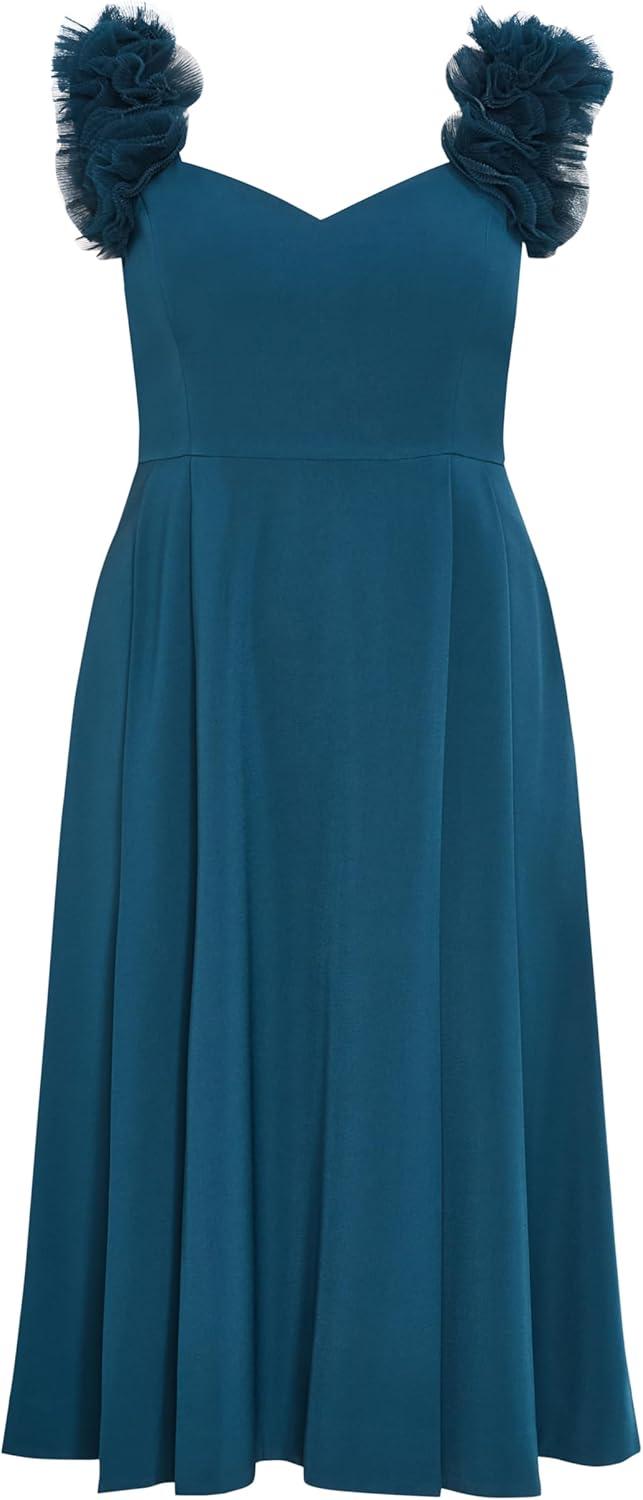 image:imageCity Chic Womens Plus Size Dress Roselyn Ruffle Tulle MidiPeacock