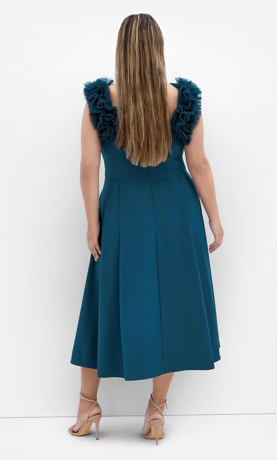 image:imageCity Chic Womens Plus Size Dress Roselyn Ruffle Tulle MidiPeacock