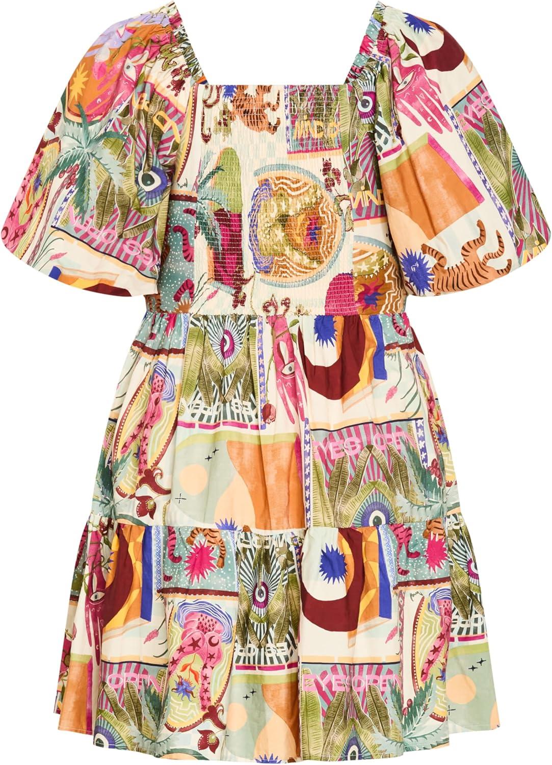 image:imageCity Chic Womens Plus Size Dress Simona Print Puff Sleeve MiniDreamscape