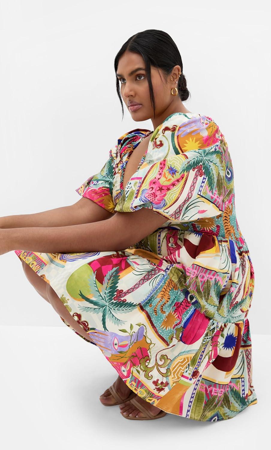 image:imageCity Chic Womens Plus Size Dress Simona Print Puff Sleeve MiniDreamscape