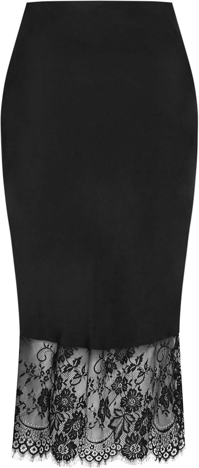 image:imageCity Chic Womens Plus Size Skirt Lace Hem FayBlack