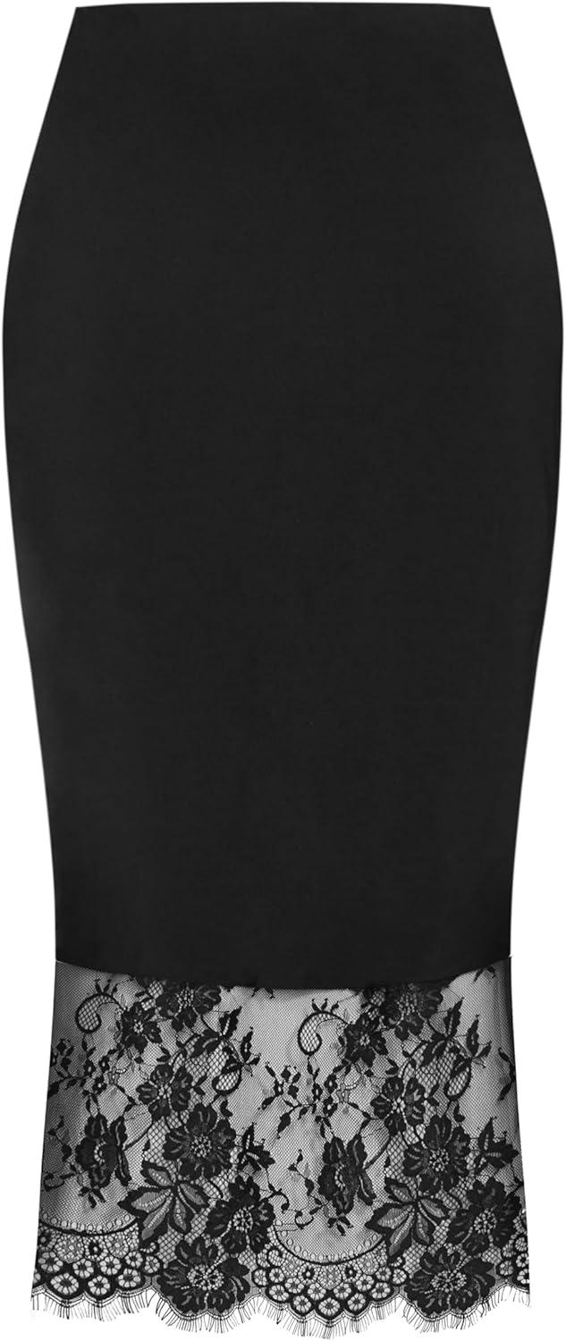 image:imageCity Chic Womens Plus Size Skirt Lace Hem FayBlack
