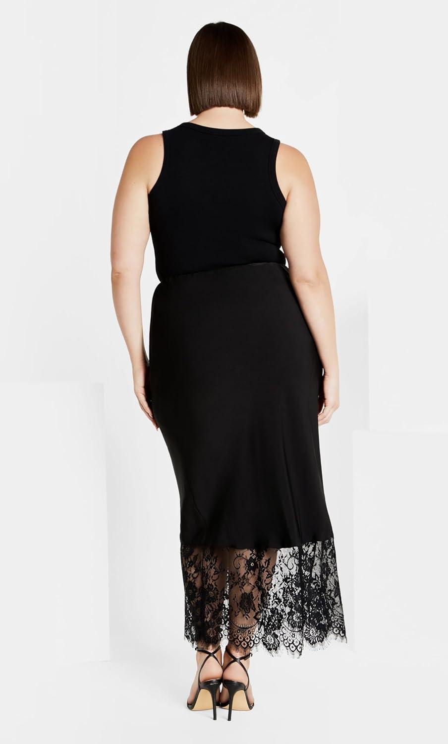 image:imageCity Chic Womens Plus Size Skirt Lace Hem FayBlack