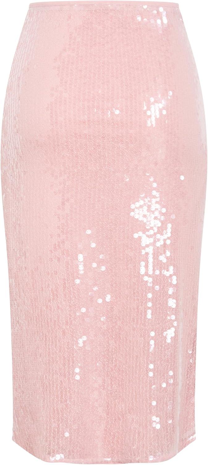 image:imageCity Chic Womens Plus Size Skirt Sequin MidiSoft Pink