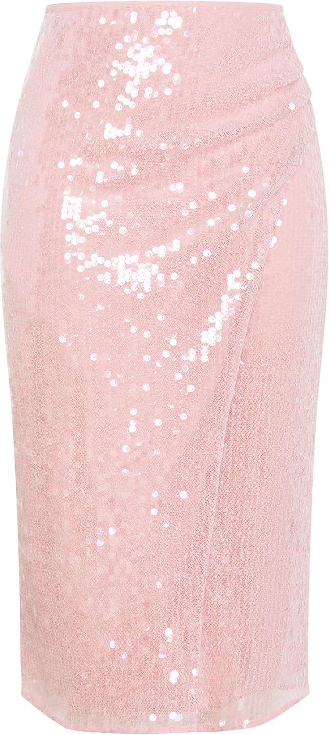 image:imageCity Chic Womens Plus Size Skirt Sequin MidiSoft Pink