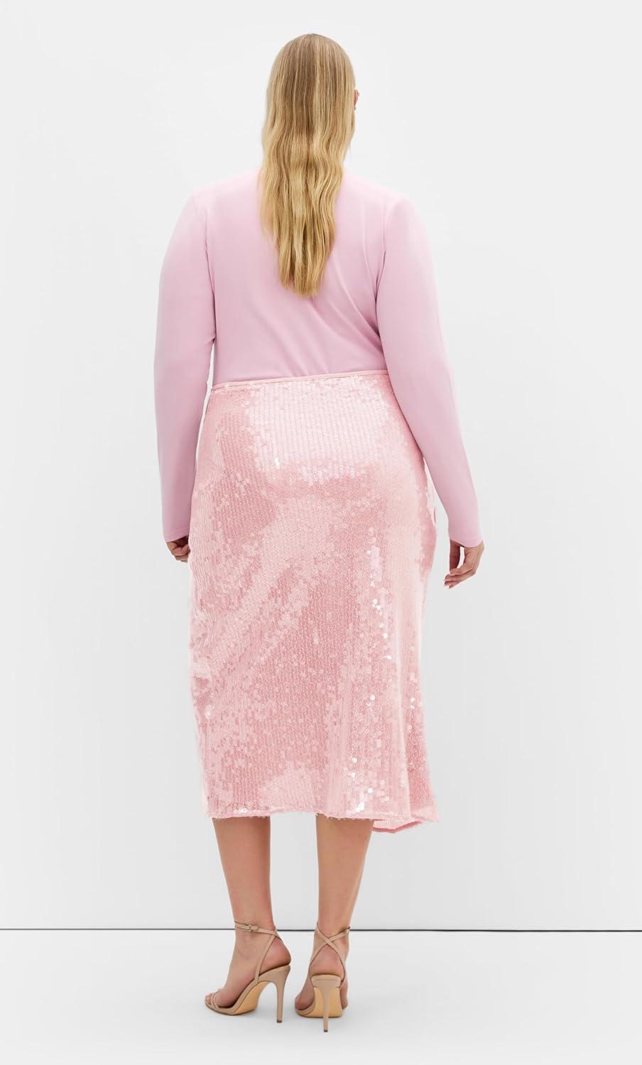 image:imageCity Chic Womens Plus Size Skirt Sequin MidiSoft Pink