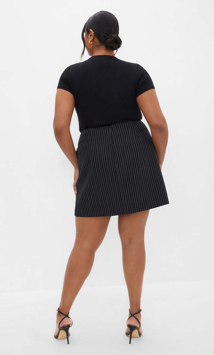 image:imageCity Chic Womens Plus Size Skirt Payton PINSTRP Black Pinstripe