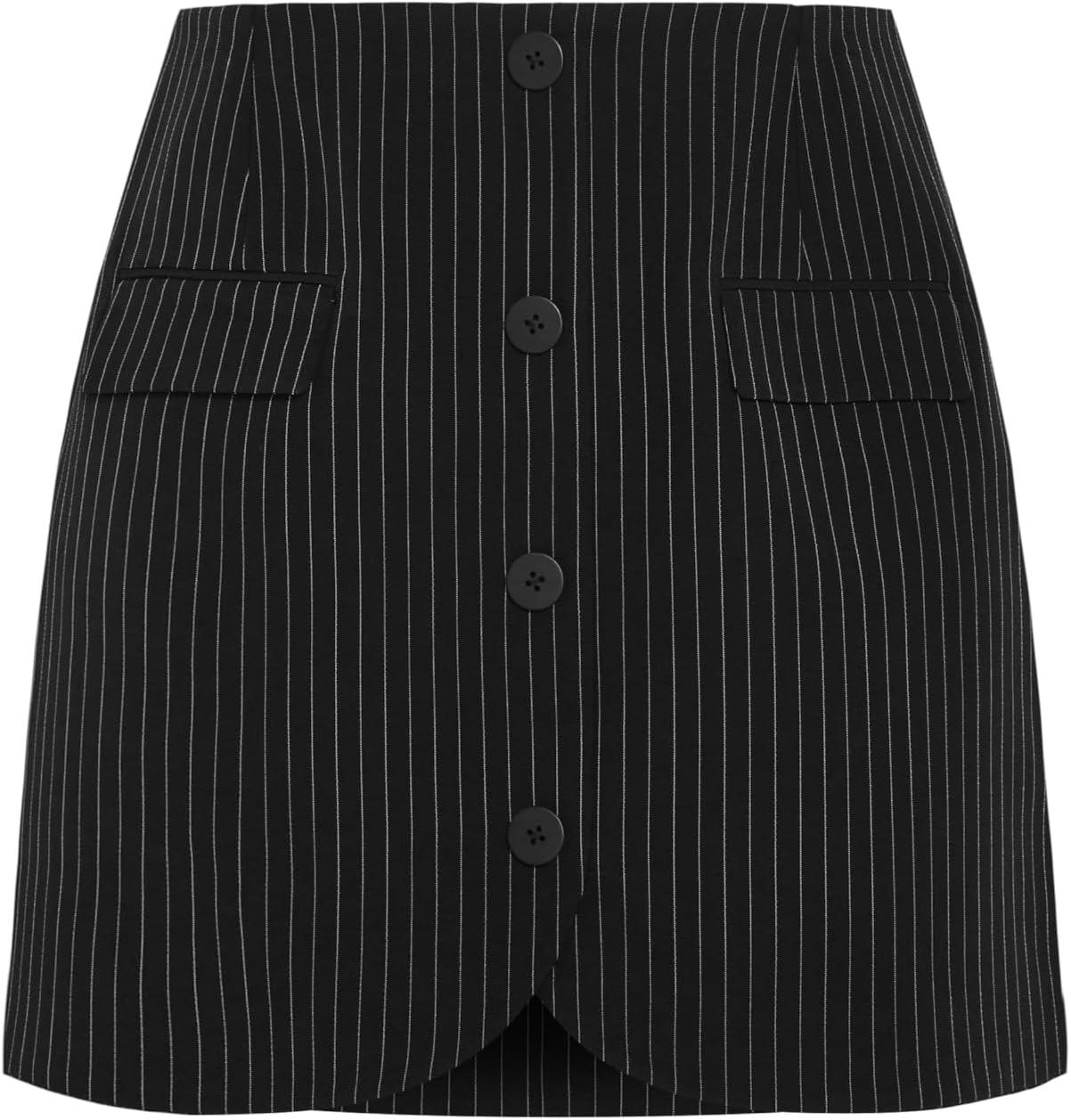 image:imageCity Chic Womens Plus Size Skirt Payton PINSTRP Black Pinstripe